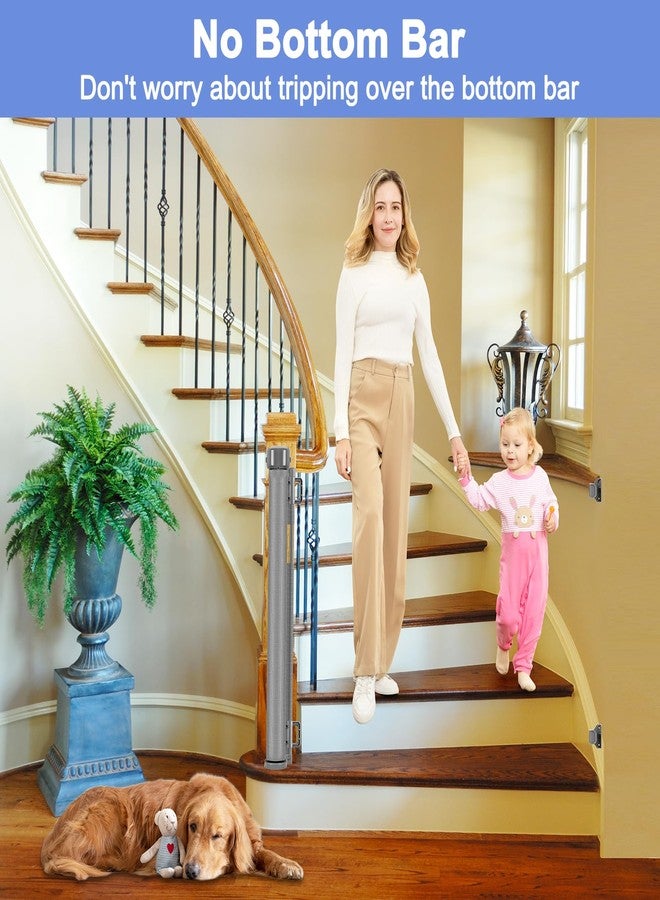 بيترتك بوابة حيوانات أليفة قابلة للسحب ومعززة للسلالم، بوابات أطفال قابلة للسحب بطول 55 بوصة للمداخل، بوابات سلالم قابلة للسحب للأطفال أو الحيوانات الأليفة، بوابة قابلة للسحب لعمود الدرج، الدرابزين، الدرج، الممر، المسند - Image 4